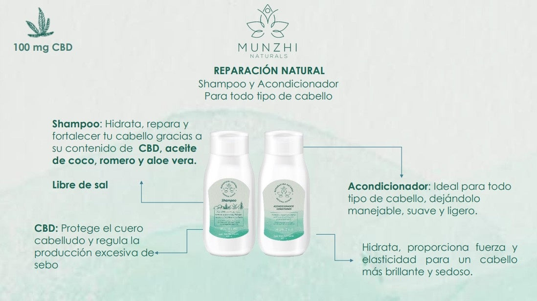 (CUIDADO CAPILARL) Shampoo Munzhi Reparacion Natural 200ml